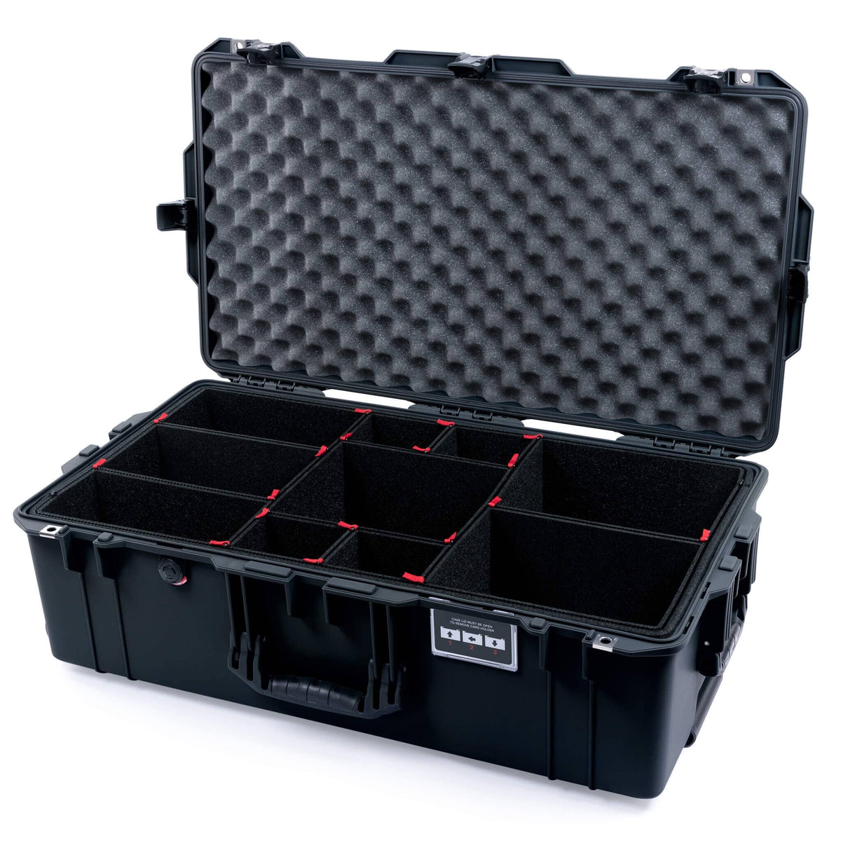 Pelican 1615 Air Case, Black, TSA Locking Push-Button Latches TrekPak Divider System with Convoluted Lid Foam ColorCase 016150-0020-110-L10