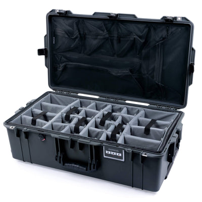 Pelican 1615 Air Case, Charcoal with Black Handles & Push-Button Latches Gray Padded Microfiber Dividers with Mesh Lid Organizer ColorCase 016150-0170-520-110