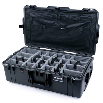 Pelican 1615 Air Case, Charcoal with Black Handles & Push-Button Latches Gray Padded Microfiber Dividers with Combo-Pouch Lid Organizer ColorCase 016150-0370-520-110