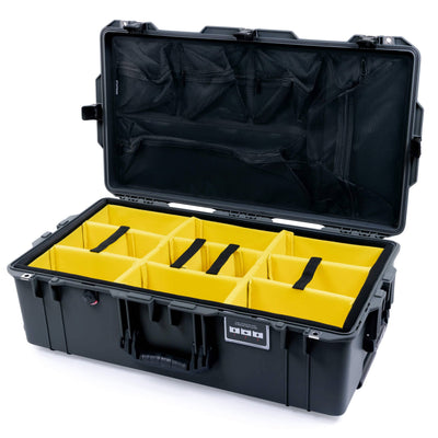 Pelican 1615 Air Case, Charcoal with Black Handles & Push-Button Latches Yellow Padded Microfiber Dividers with Mesh Lid Organizer ColorCase 016150-0110-520-110