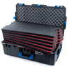 Pelican 1615 Air Case, Charcoal with Blue Handles & Latches Custom Tool Kit (6 Foam Inserts with Convoluted Lid Foam) ColorCase 016150-0060-520-120