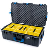 Pelican 1615 Air Case, Charcoal with Blue Handles & Latches Yellow Padded Microfiber Dividers with Convoluted Lid Foam ColorCase 016150-0010-520-120