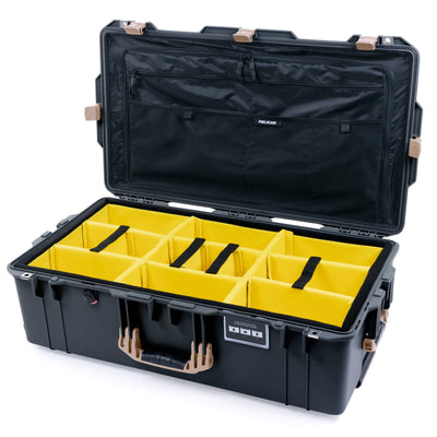 Pelican 1615 Air Case, Charcoal with Desert Tan Handles & Latches Yellow Padded Microfiber Dividers with Combo-Pouch Lid Organizer ColorCase 016150-0310-520-310
