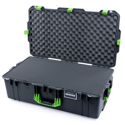 Pelican 1615 Air Case, Charcoal with Lime Green Handles & Latches Pick & Pluck Foam with Convoluted Lid Foam ColorCase 016150-0001-520-300