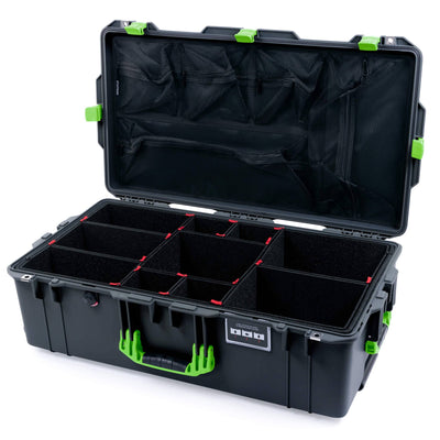 Pelican 1615 Air Case, Charcoal with Lime Green Handles & Latches TrekPak Divider System with Mesh Lid Organizer ColorCase 016150-0120-520-300