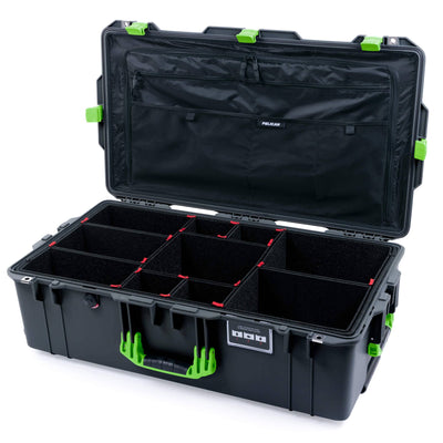 Pelican 1615 Air Case, Charcoal with Lime Green Handles & Latches TrekPak Divider System with Combo-Pouch Lid Organizer ColorCase 016150-0320-520-300