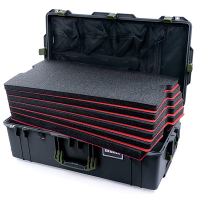 Pelican 1615 Air Case, Charcoal with OD Green Handles & Latches Custom Tool Kit (6 Foam Inserts with Mesh Lid Organizer) ColorCase 016150-0160-520-130