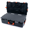 Pelican 1615 Air Case, Charcoal with Orange Handles & Push-Button Latches Pick & Pluck Foam with Mesh Lid Organizer ColorCase 016150-0101-520-150