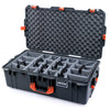 Pelican 1615 Air Case, Charcoal with Orange Handles & Push-Button Latches Gray Padded Microfiber Dividers with Convoluted Lid Foam ColorCase 016150-0070-520-150