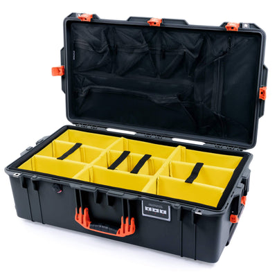Pelican 1615 Air Case, Charcoal with Orange Handles & Push-Button Latches Yellow Padded Microfiber Dividers with Mesh Lid Organizer ColorCase 016150-0110-520-150
