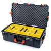 Pelican 1615 Air Case, Charcoal with Orange Handles & Push-Button Latches Yellow Padded Microfiber Dividers with Convoluted Lid Foam ColorCase 016150-0010-520-150