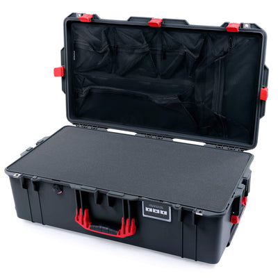 Pelican 1615 Air Case, Charcoal with Red Handles & Latches Pick & Pluck Foam with Mesh Lid Organizer ColorCase 016150-0101-520-320