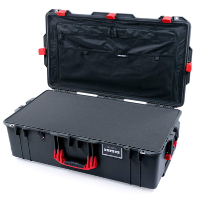 Pelican 1615 Air Case, Charcoal with Red Handles & Latches Pick & Pluck Foam with Combo-Pouch Lid Organizer ColorCase 016150-0301-520-320