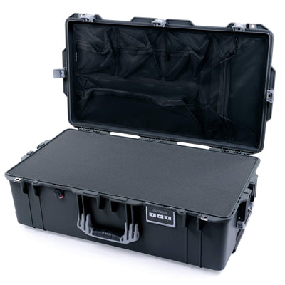 Pelican 1615 Air Case, Charcoal with Silver Handles & Push-Button Latches Pick & Pluck Foam with Mesh Lid Organizer ColorCase 016150-0101-520-180