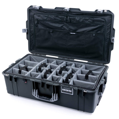 Pelican 1615 Air Case, Charcoal with Silver Handles & Push-Button Latches Gray Padded Microfiber Dividers with Combo-Pouch Lid Organizer ColorCase 016150-0370-520-180