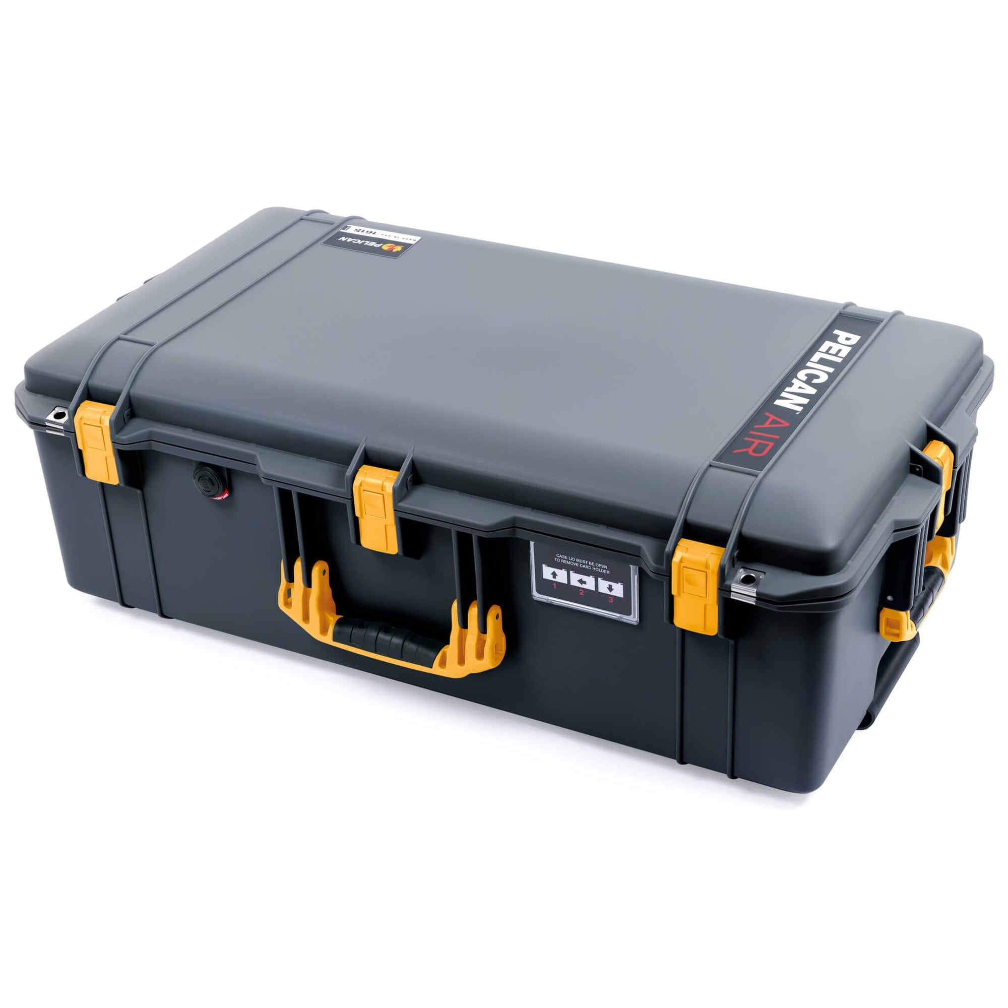 Pelican 1615 Air Case, Charcoal with Yellow Handles & Push-Button Latches ColorCase 