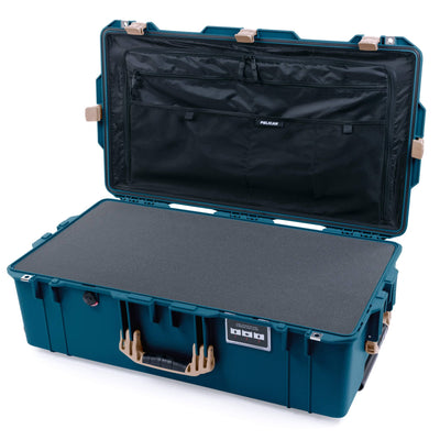 Pelican 1615 Air Case, Indigo with Desert Tan Handles & Latches Pick & Pluck Foam with Combo-Pouch Lid Organizer ColorCase 016150-0301-500-310