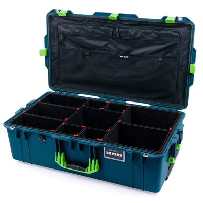 Pelican 1615 Air Case, Indigo with Lime Green Handles & Latches TrekPak Divider System with Combo-Pouch Lid Organizer ColorCase 016150-0320-500-300