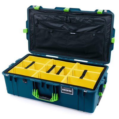 Pelican 1615 Air Case, Indigo with Lime Green Handles & Latches Yellow Padded Microfiber Dividers with Combo-Pouch Lid Organizer ColorCase 016150-0310-500-300