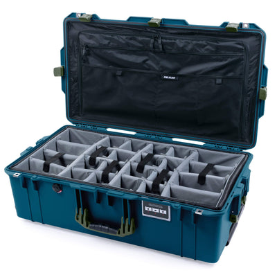 Pelican 1615 Air Case, Indigo with OD Green Handles & Latches Gray Padded Microfiber Dividers with Combo-Pouch Lid Organizer ColorCase 016150-0370-500-130