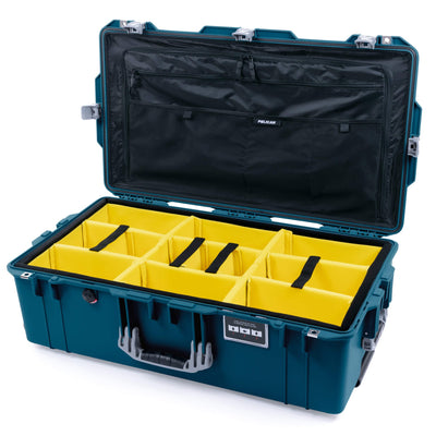 Pelican 1615 Air Case, Indigo with Silver Handles & Push-Button Latches Yellow Padded Microfiber Dividers with Combo-Pouch Lid Organizer ColorCase 016150-0310-500-180