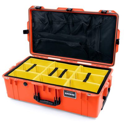 Pelican 1615 Air Case, Orange with Black Handles & Latches Yellow Padded Microfiber Dividers with Mesh Lid Organizer ColorCase 016150-0110-150-110