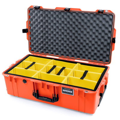 Pelican 1615 Air Case, Orange with Black Handles & Latches Yellow Padded Microfiber Dividers with Convolute Lid Foam ColorCase 016150-0010-150-110