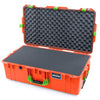 Pelican 1615 Air Case, Orange with Lime Green Handles & Latches Pick & Pluck Foam with Convoluted Lid Foam ColorCase 016150-0001-150-300