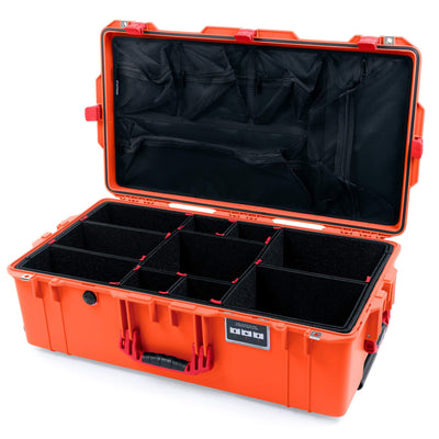 Pelican 1615 Air Case, Orange with Red Handles & Latches TrekPak Divider System with Mesh Lid Organizer ColorCase 016150-0120-150-320
