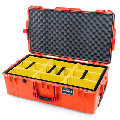 Pelican 1615 Air Case, Orange with Red Handles & Latches Yellow Padded Microfiber Dividers with Convoluted Lid Foam ColorCase 016150-0010-150-320