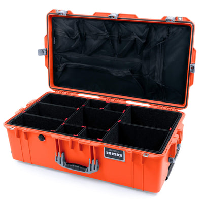 Pelican 1615 Air Case, Orange with Silver Handles & Latches TrekPak Divider System with Mesh Lid Organizer ColorCase 016150-0120-150-180