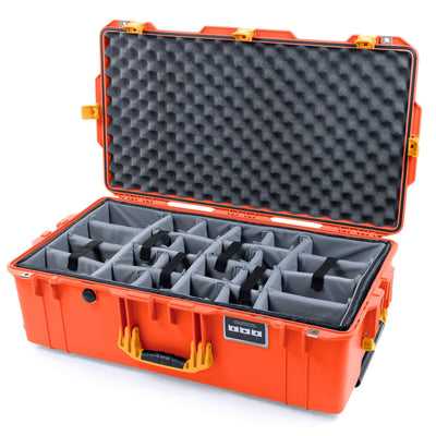 Pelican 1615 Air Case, Orange with Yellow Handles & Latches Gray Padded Microfiber Dividers with Convoluted Lid Foam ColorCase 016150-0070-150-240