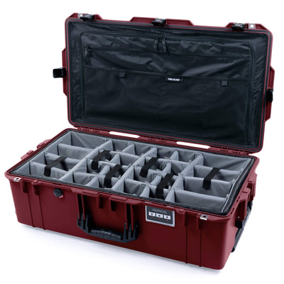 Pelican 1615 Air Case, Oxblood with Black Handles & Push-Button Latches Gray Padded Microfiber Dividers with Combo-Pouch Lid Organizer ColorCase 016150-0370-510-110