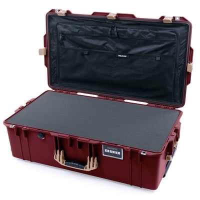 Pelican 1615 Air Case, Oxblood with Desert Tan Handles & Latches Pick & Pluck Foam with Combo-Pouch Lid Organizer ColorCase 016150-0301-510-310