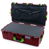 Pelican 1615 Air Case, Oxblood with Lime Green Handles & Latches Pick & Pluck Foam with Combo-Pouch Lid Organizer ColorCase 016150-0301-510-300
