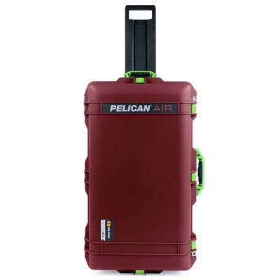 Pelican 1615 Air Case, Oxblood with Lime Green Handles & Latches ColorCase