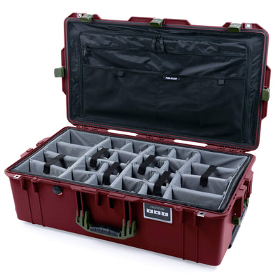 Pelican 1615 Air Case, Oxblood with OD Green Handles & Latches Gray Padded Microfiber Dividers with Combo-Pouch Lid Organizer ColorCase 016150-0370-510-130