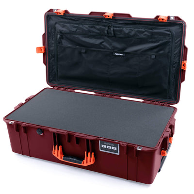 Pelican 1615 Air Case, Oxblood with Orange Handles & Push-Button Latches Pick & Pluck Foam with Combo-Pouch Lid Organizer ColorCase 016150-0301-510-150