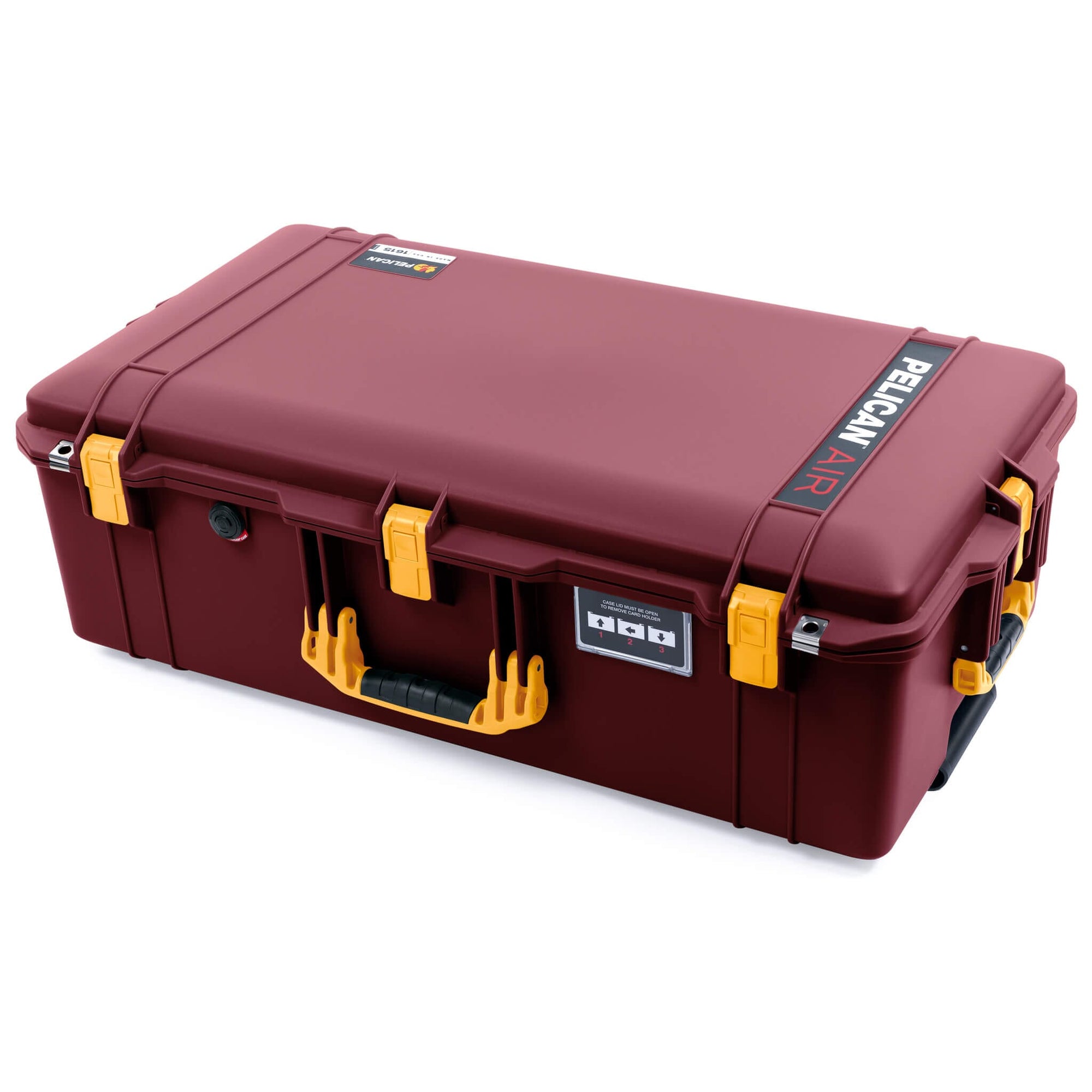 Pelican 1615 Air Case, Oxblood with Yellow Handles & Push-Button Latches ColorCase 