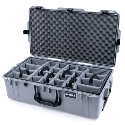 Pelican 1615 Air Case, Silver with Black Handles & Latches Gray Padded Microfiber Dividers with Convoluted Lid Foam ColorCase 016150-0070-180-110