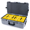 Pelican 1615 Air Case, Silver, TSA Locking Latches Yellow Padded Microfiber Dividers with Convoluted Lid Foam ColorCase 016150-0010-180-L10