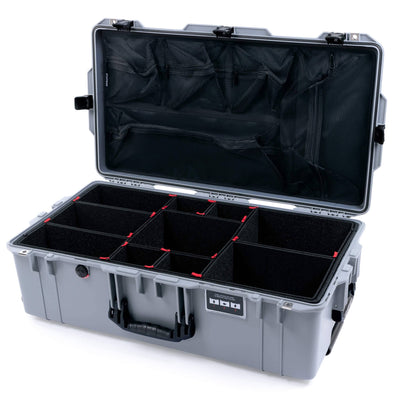 Pelican 1615 Air Case, Silver with Black Handles & Latches TrekPak Divider System with Mesh Lid Organizer ColorCase 016150-0120-180-110