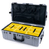 Pelican 1615 Air Case, Silver with Black Handles & Latches Yellow Padded Microfiber Dividers with Mesh Lid Organizer ColorCase 016150-0110-180-110