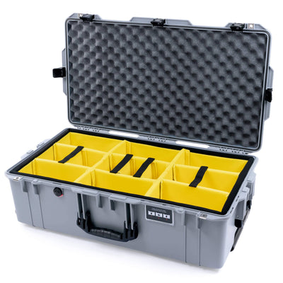 Pelican 1615 Air Case, Silver with Black Handles & Latches Yellow Padded Microfiber Dividers with Convoluted Lid Foam ColorCase 016150-0010-180-110