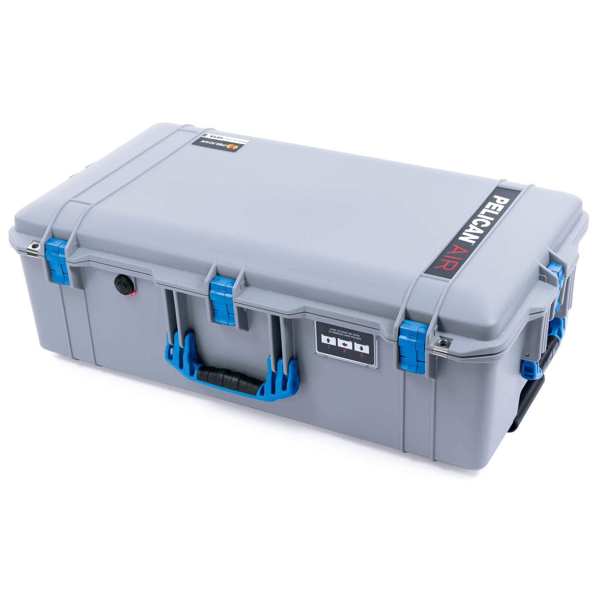 Pelican 1615 Air Case, Silver with Blue Handles & Latches ColorCase 