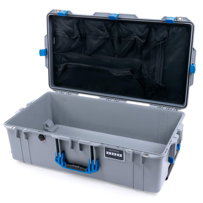 Pelican 1615 Air Case, Silver with Blue Handles & Latches Mesh Lid Organizer Only ColorCase 016150-0100-180-120