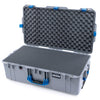 Pelican 1615 Air Case, Silver with Blue Handles & Latches Pick & Pluck Foam with Convoluted Lid Foam ColorCase 016150-0001-180-120