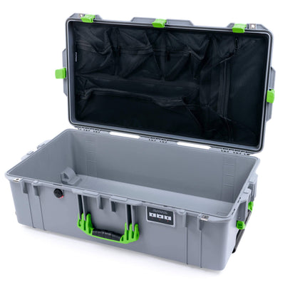 Pelican 1615 Air Case, Silver with Lime Green Handles & Latches Mesh Lid Organizer Only ColorCase 016150-0100-180-300