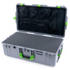 Pelican 1615 Air Case, Silver with Lime Green Handles & Latches Pick & Pluck Foam with Mesh Lid Organizer ColorCase 016150-0101-180-300