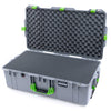 Pelican 1615 Air Case, Silver with Lime Green Handles & Latches Pick & Pluck Foam with Convoluted Lid Foam ColorCase 016150-0001-180-300